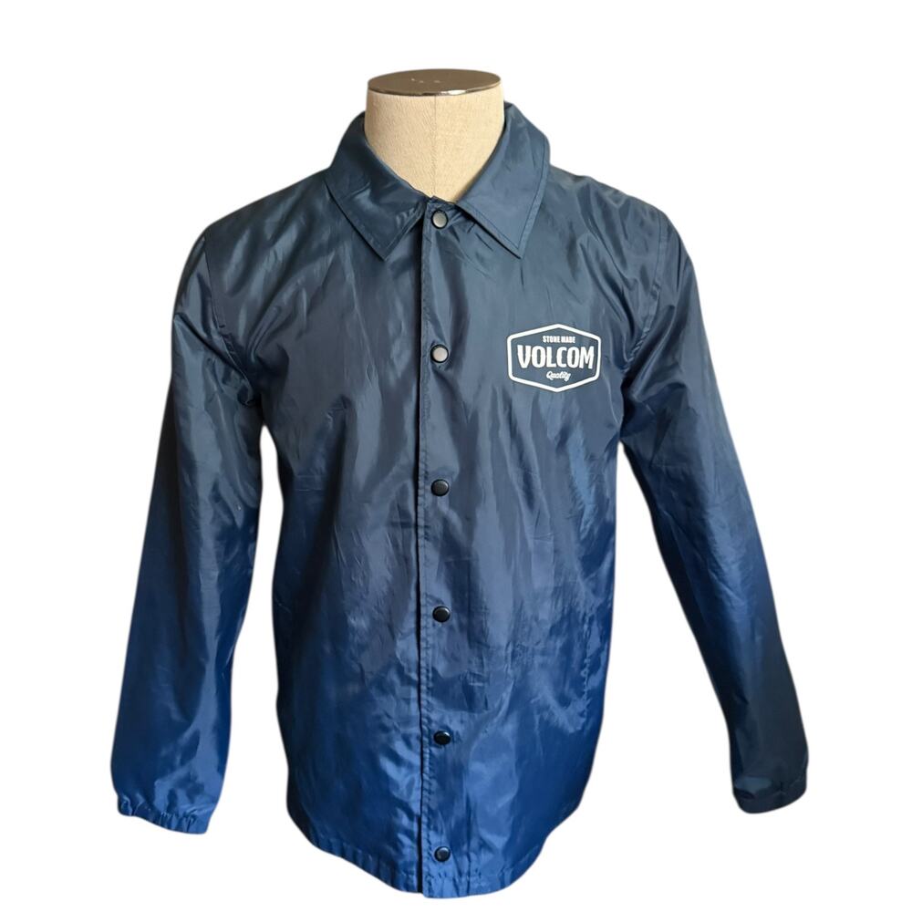 Volcom Blue Snap Front Men's Windbreaker Jacket Size Small EUC